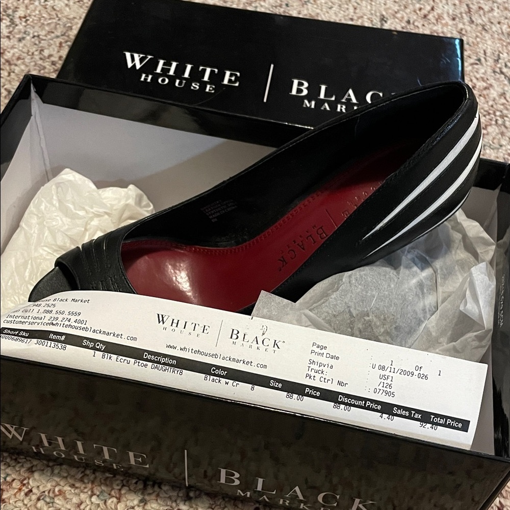 White House Black Market Black Peep Toe Heels
